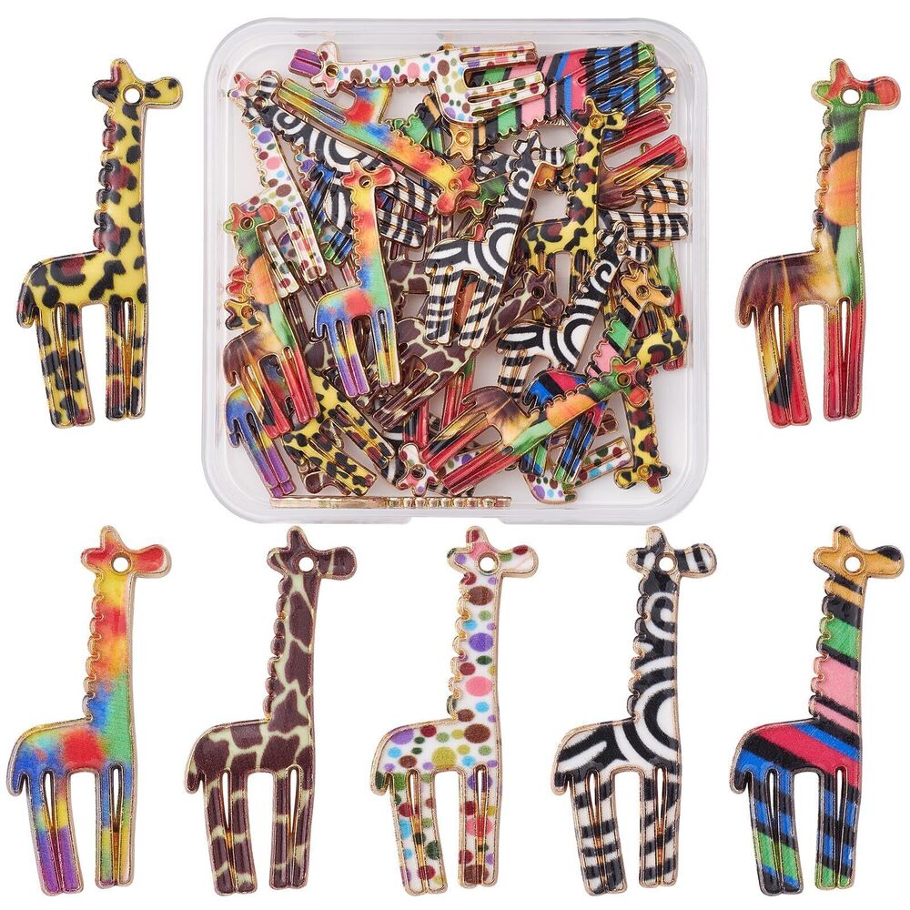 9803 35Pcs Alloy Animal Charms for Jewelry Making Bulk Giraffe Pendant